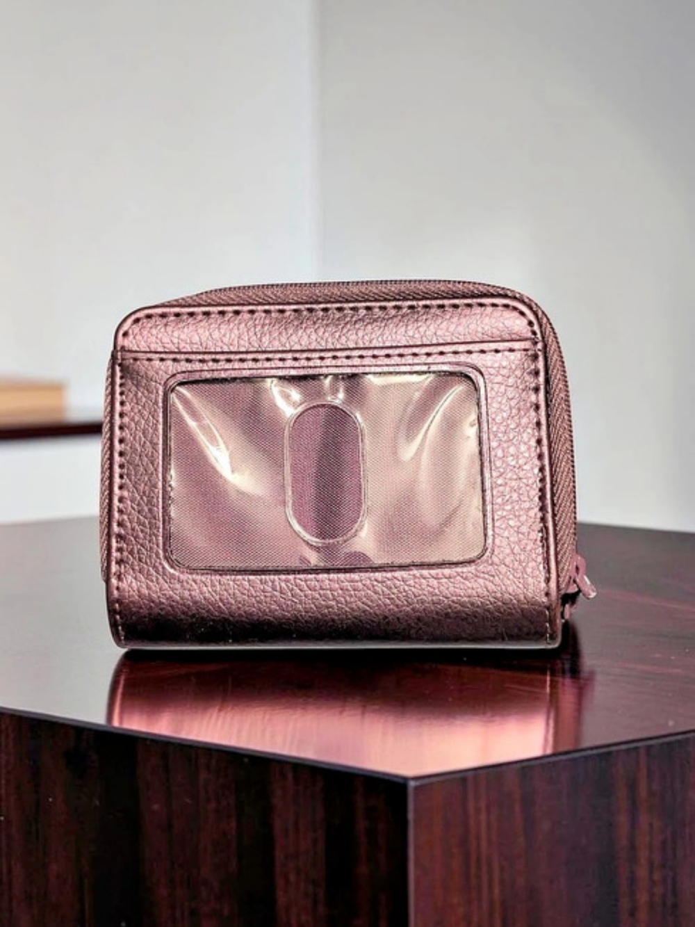 Buxton Metallic Purple Double Zip Accordion Wallet Card Holder ID Window (EUC)